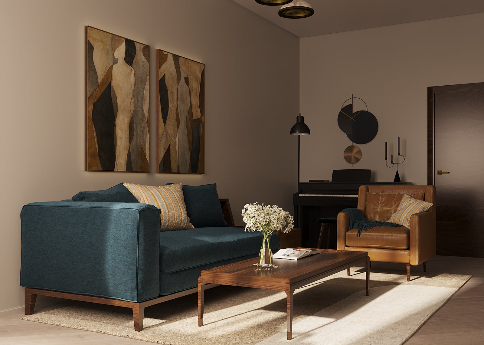 Гостиная в современном стиле, 20 м