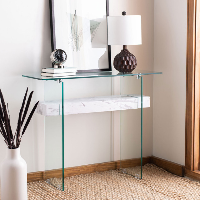 Lacy Console Table Glass White Contemporary Console Tables by