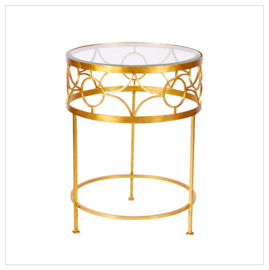 Worlds Away Bangle Gold Leaf Round Table