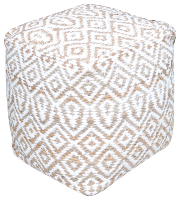 Bangla Artisan Fabric Cube Pouf - Southwestern - Floor Pillows And Poufs - by GDFStudio