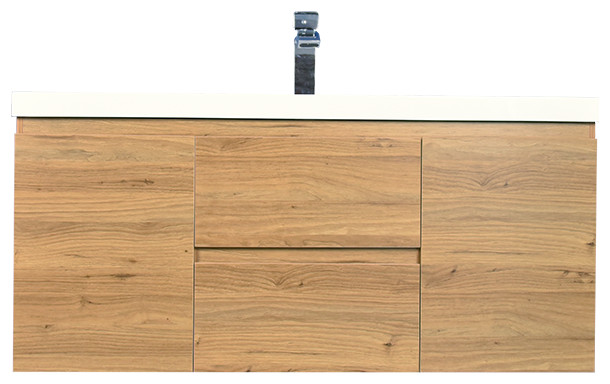 MOB 48" Wall Mounted Vanity With Reinforced Acrylic Sink, Natural Oak
