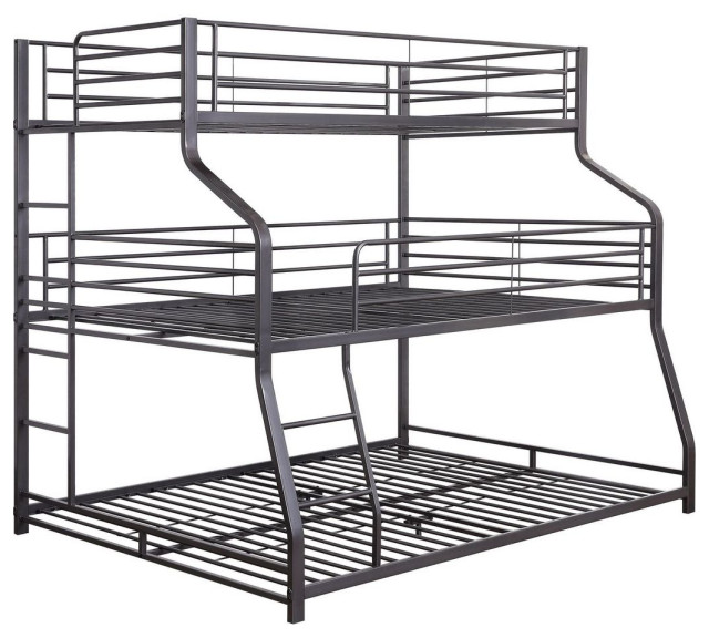 Acme Caius II Triple Bunk Bed Twin/Full/Queen Gunmetal Industrial
