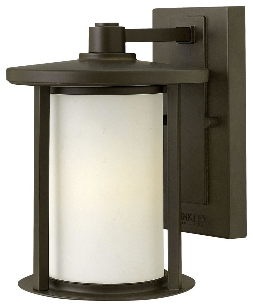 1910OZ Hudson Outdoor Wall Light, Oil Rubbed Bronze, Etched Opal Glass