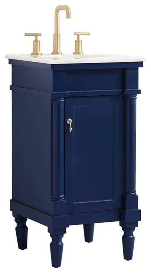 Elegant Decor Lexington 18.5" Solid Wood Single Bathroom Vanity in Blue