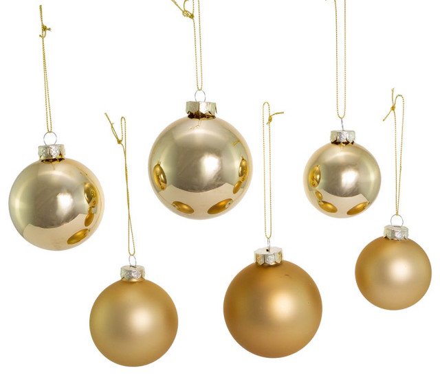 6080MM Shiny and Matte Champagne Gold Glass Ballss, 20Piece Set