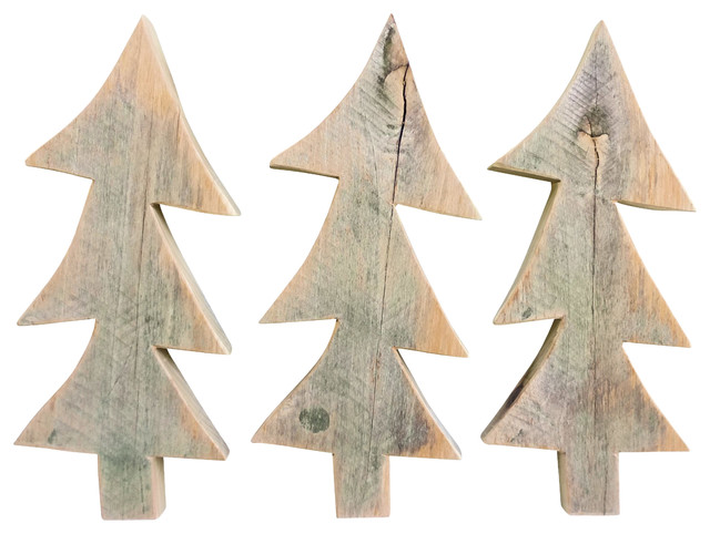 Whimsical Barn Wood Christmas Trees, Set of 3 - Rustic 