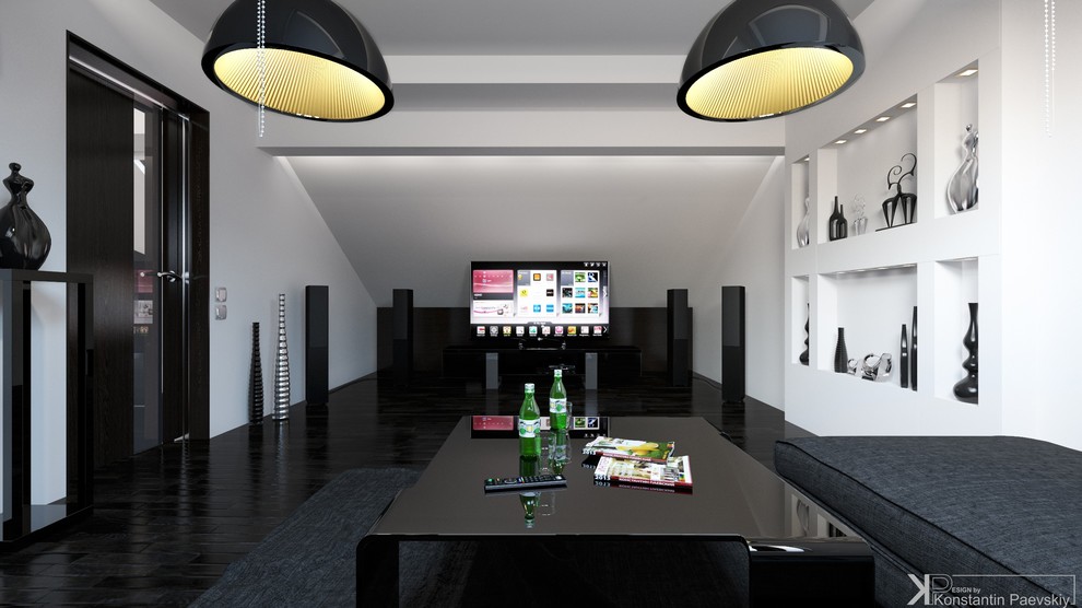 Интерьер таунхауса в современном стиле (монохром)