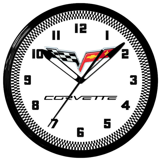 Corvette C6 Flags Genuine Vette Neon Wall Clock 20" Made in USA