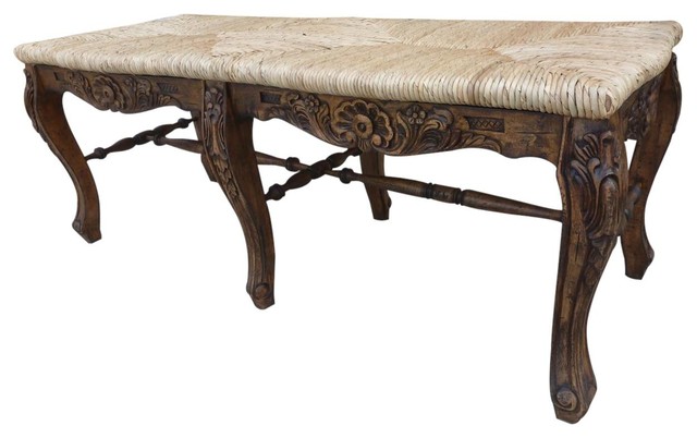 Bench French Country Farmhouse Rush Seat Rattan Bench French Country Farmhouse Rush Seat Rattan Accent And Storage Benches By Euroluxhome