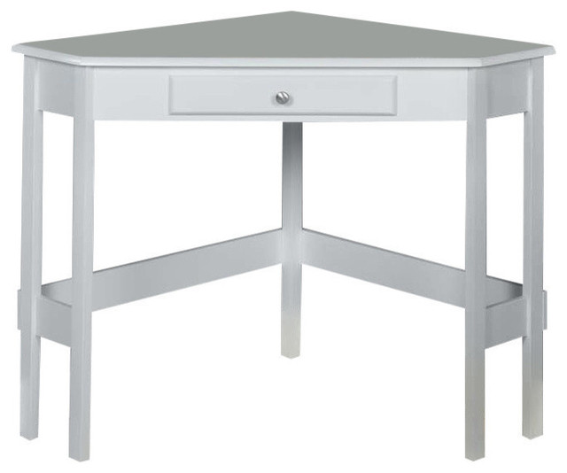 Easley Corner Computer Desk With Storage Drawer White Wood