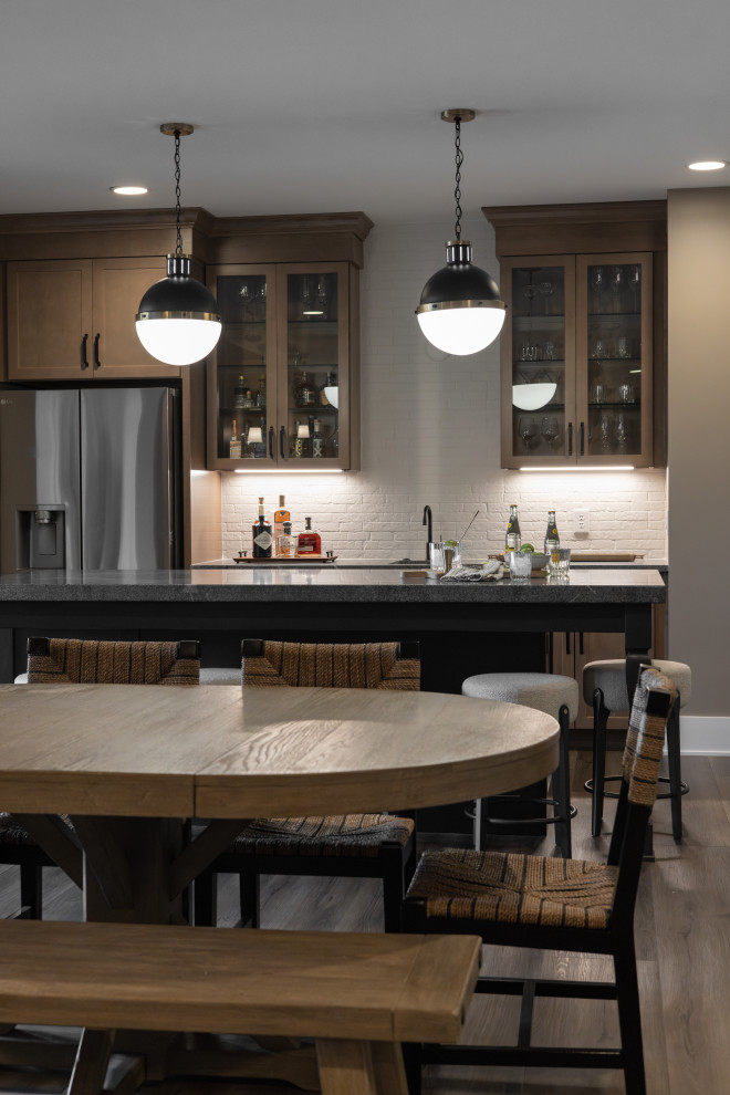 Example of a large transitional home design design in Indianapolis