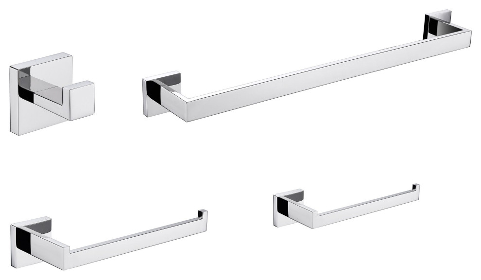 Bagno Lucido 4Piece Bathroom Accessory Set Modern Towel Bars And