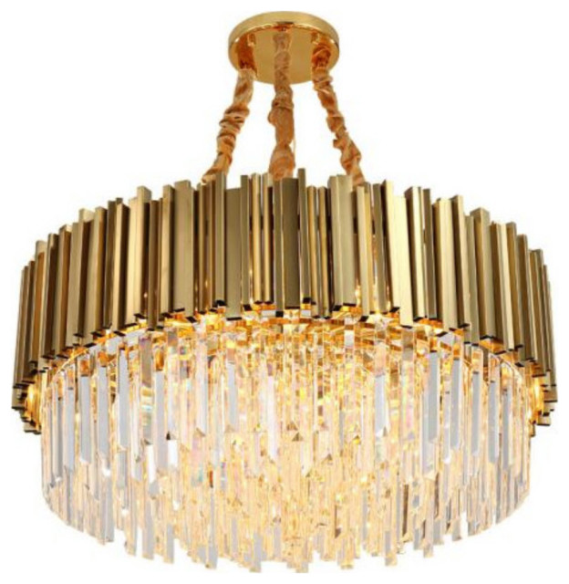 Gio 12 Light 32 Gold Plated Chandelier Contemporary Chandeliers By Luxhomedecor Houzz - 12 Gold Plated K9 Crystal Ceiling Light Pendant Chandelier
