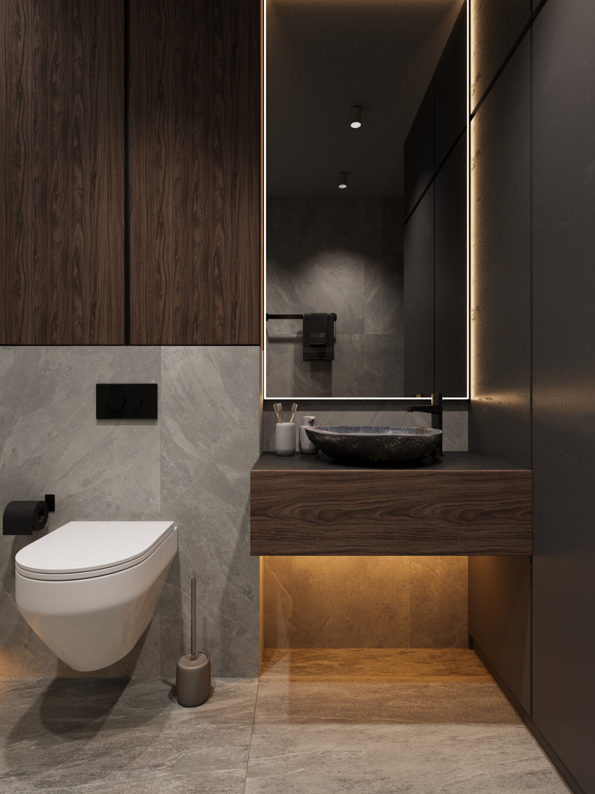 Темная ванная в минимализме