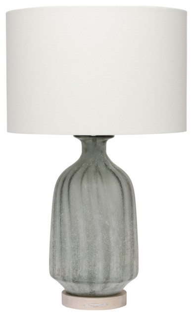 Bergen Ceramic Grey Table Lamp Bedside Light with Grey Fabric Shade 