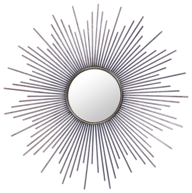 Marlie Hollywood Regency Antique Silver Sunburst Mirror Marlie Hollywood Regency Antique Silver Sunburst Mirror