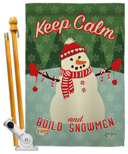 Keep Calm Build Snowmen Winter Christmas House Flag Set