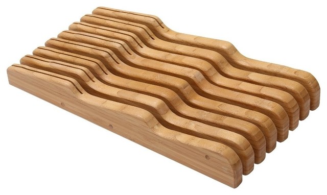 In Drawer Bamboo Kitchen Knife Storage Block Large Traditional