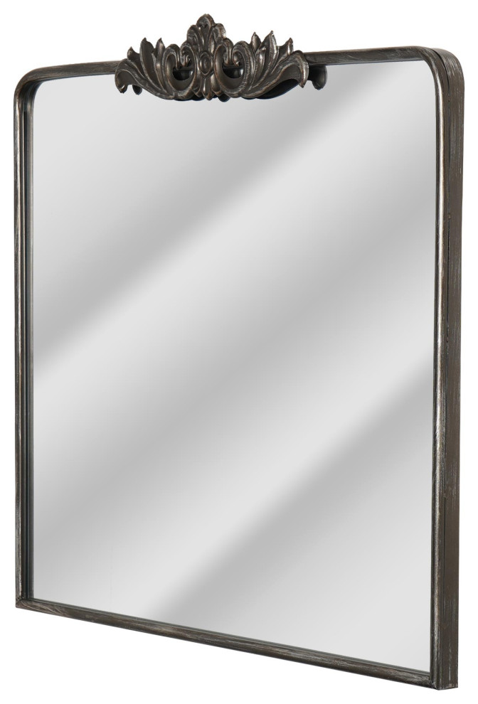 Head West Antique Bronze Ornate Metal Accent Wall Mirror, 38" W x 30" H