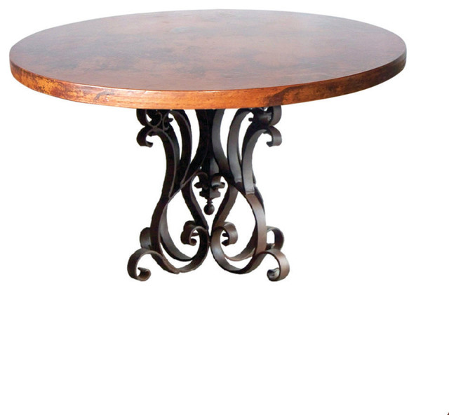 Round Wrought Iron Base Dining Table With 48 Copper Top Round Wrought Iron Base Dining Table With 48 Copper Top