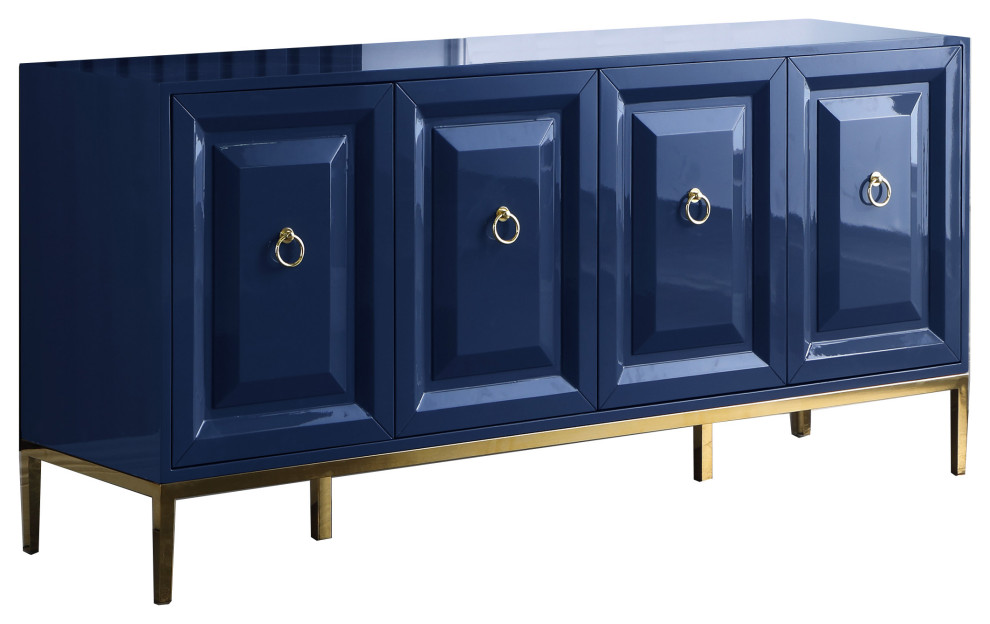 Sujay Lacquer With Gold Accents Sideboard, Blue