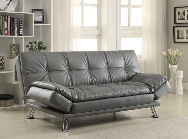 Coaster Dilleston Sofa Bed In Futon Style With Chrome Legs Coaster Dilleston Sofa Bed In Futon