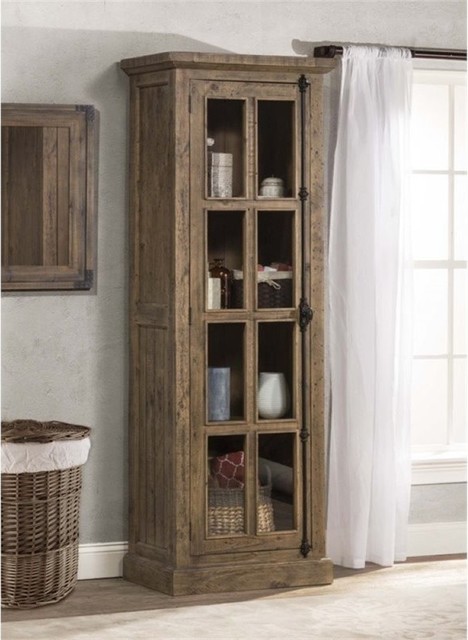 Single Door Curio Cabinet Farmhouse China Cabinets And Hutches Bowery Hill Single Door Curio Cabinet Aged Gray