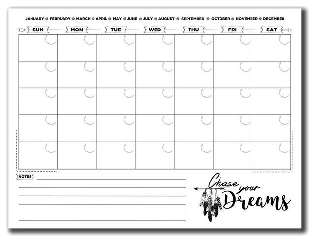 R2h Methods Chase Your Dreams Dry Erase Monthly Calendar On