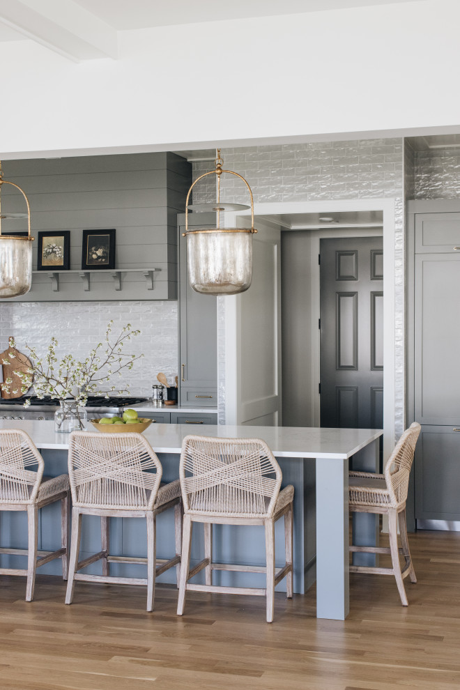 Example of a transitional home design design in Chicago