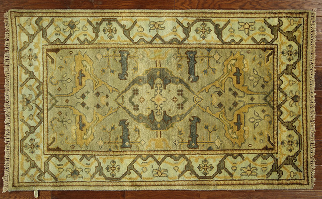 New Exquisite Cambridge Blue Hand Knotted Oushak Wool Oriental 3' X 5' Rug H5620