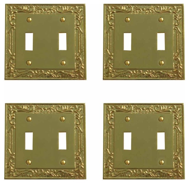 4 Victorian Switch Plate Double Toggle PVD Solid Brass Traditional
