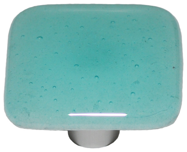 Aquila 1 1 2 Glow Square Cabinet Knob With Black Post Clear Aqua