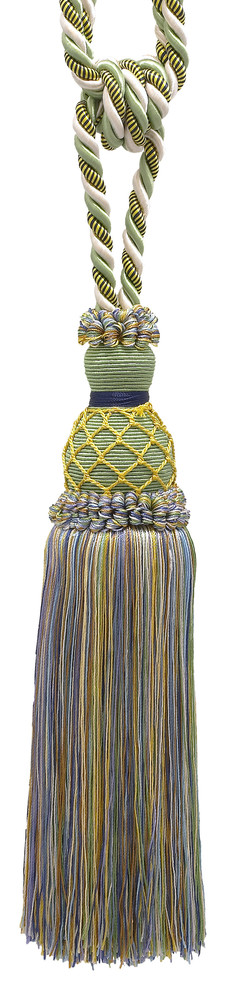 Elegant Green, Yellow, Blue Curtain & Drapery Tassel Tieback / 10" tassel, 30 1