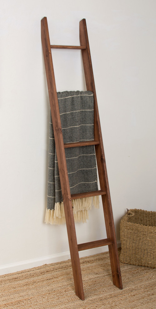 Modern Rustic Style Narrow Wooden Decorative Blanket Ladder 12" x 72
