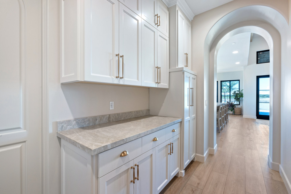 Hall Pantry Cabinetry with Arched Opening | Tuscan Farmhouse