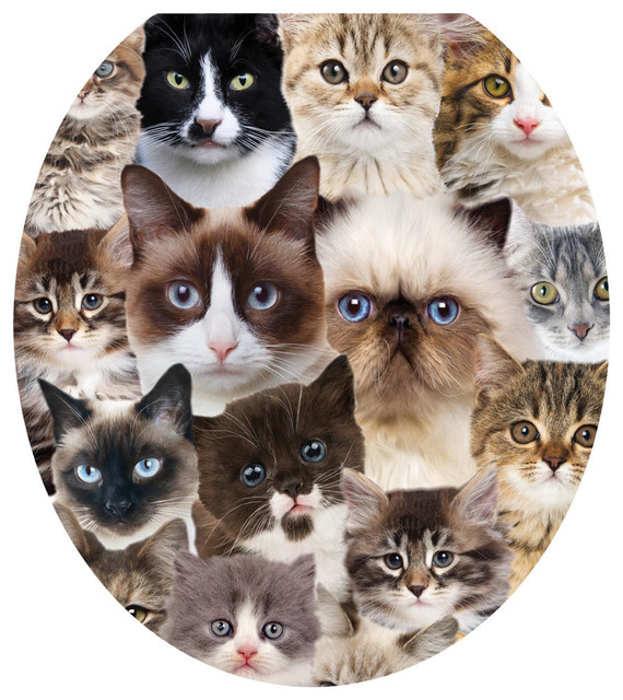 Cats Galore Toilet Tattoos Seat Cover, Vinyl Lid Decal, Bathroom Décor, Round/Standard