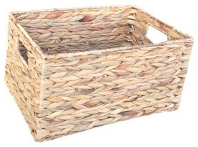 Water Hyacinth Rectangular Storage Basket - Coastal ...