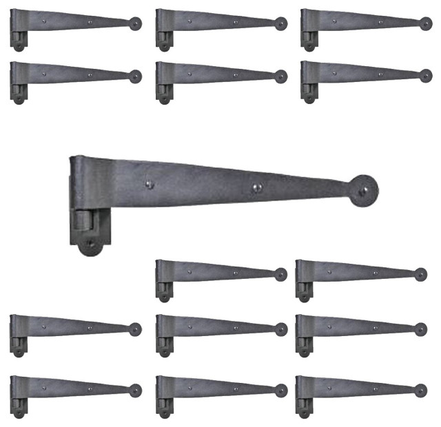 Black Offset Strap Lift Off Pintle Hinge 11.8" x 2 1/4" Wrought Iron