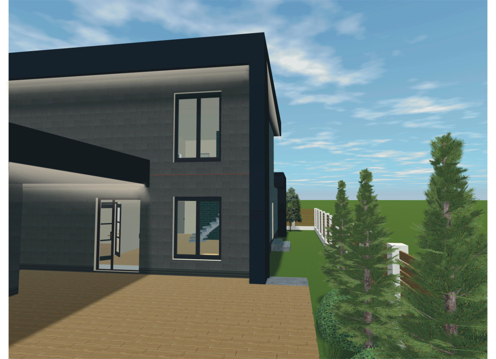 разработка дизайка фасада дома и построение зон участка