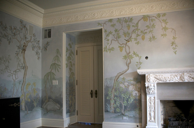 Chinoiserie Landscape Mural - Traditional - Dining Room - Chicago - by ...