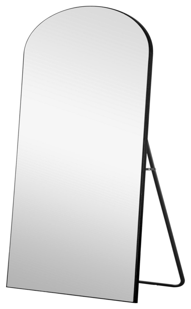 Black Arched Mirror With Stand Contemporary Floor Mirrors by
