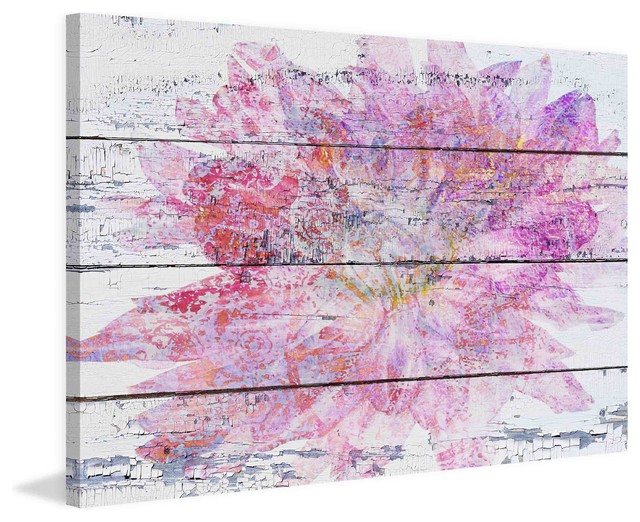 "Pink and Gold Floral" Painting Print on Canvas by Irena Orlov, 18"x12