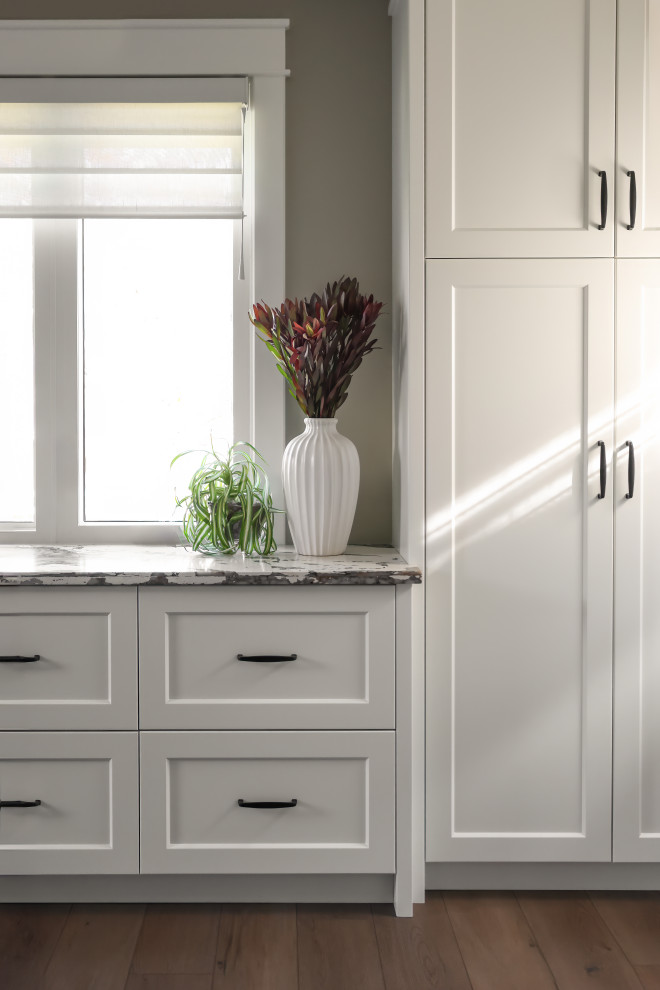 Example of a transitional home design design in Toronto