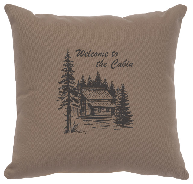 Image Pillow 16x16 Welcome Cabin Cotton Taupe
