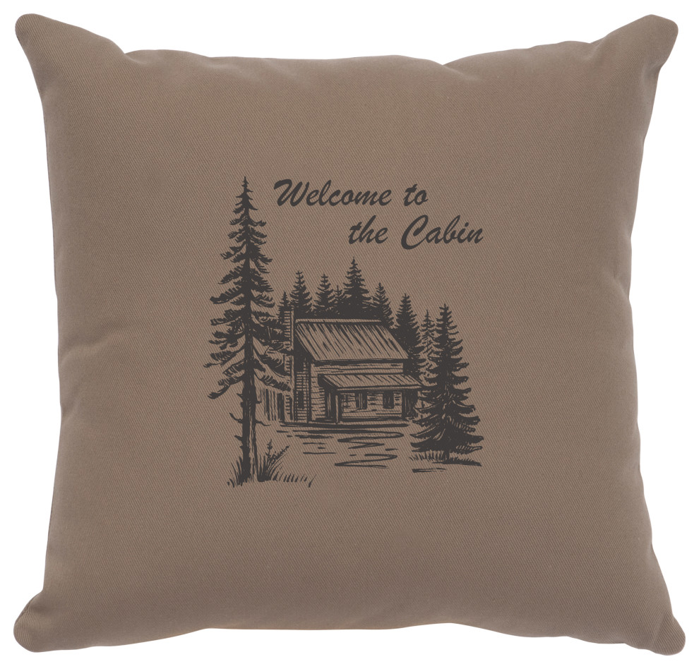 Image Pillow 16x16 Welcome Cabin Cotton Taupe