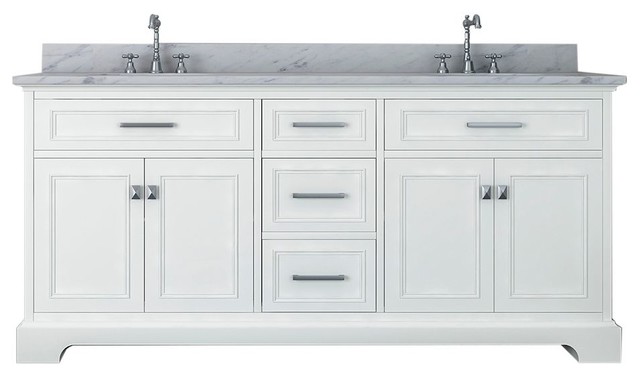 Pittsburgh 73 Double Bathroom Vanity White Transitional