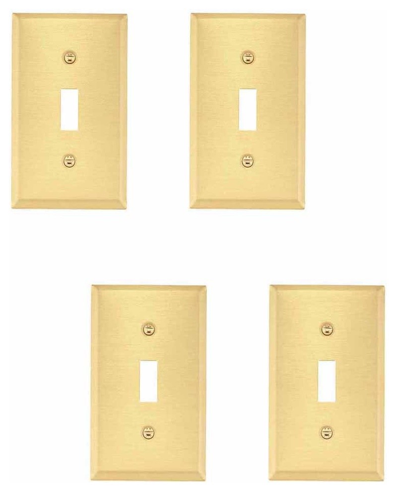 4 Switch Plate Brushed Brass Single Toggle/Dimmer Transitional