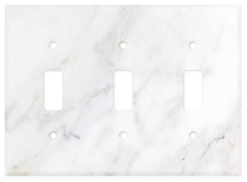 Calacatta Milano Marble Switch Plate Cover, 3 Toggle, Honed, 5 Pieces