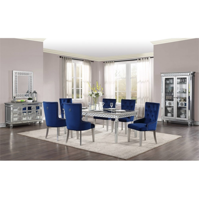 ACME Furniture Varian II Mirrored Antique Platinum Wine Cabinet