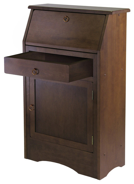 Winsome Regalia Secretary Desk in Antique Walnut - Transitional - Desks